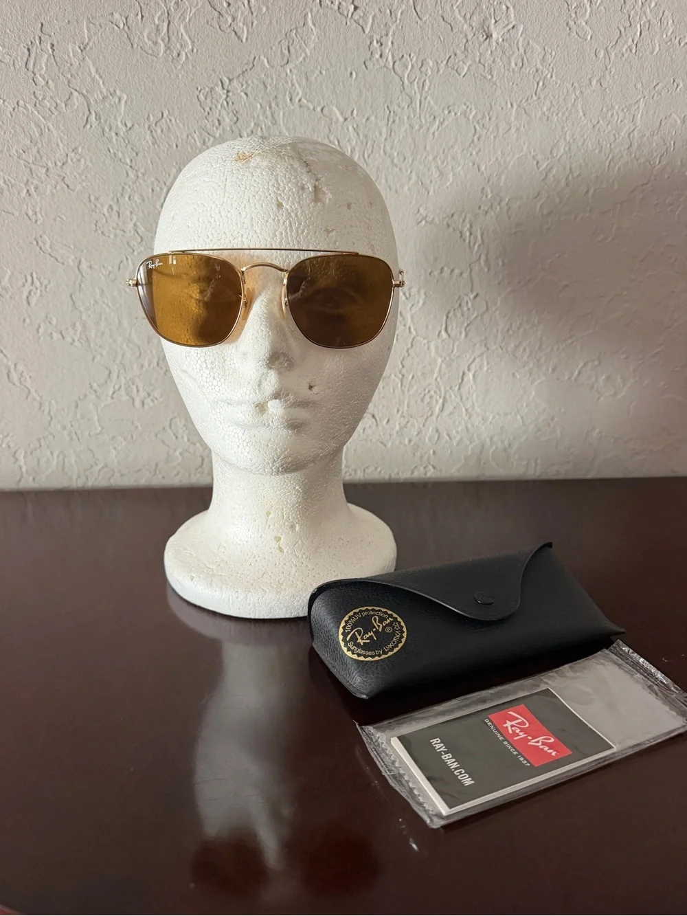 Ray-Ban RB3548N Hexagonal Flat Lenses Gold Brown 51mm 001/33 Italy Sunglasses